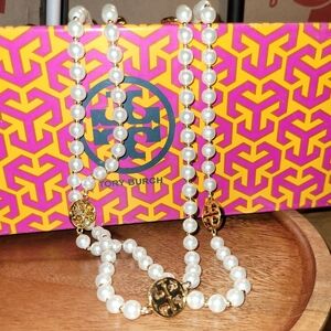 Tory Burch Pearl Necklace with Gold Accents
